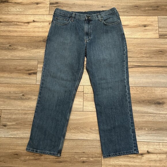 Men's Carhartt Relaxed Fit Denim Jeans 38x30 Blue Modern Work Casual 101483-980 - Picture 1 of 11